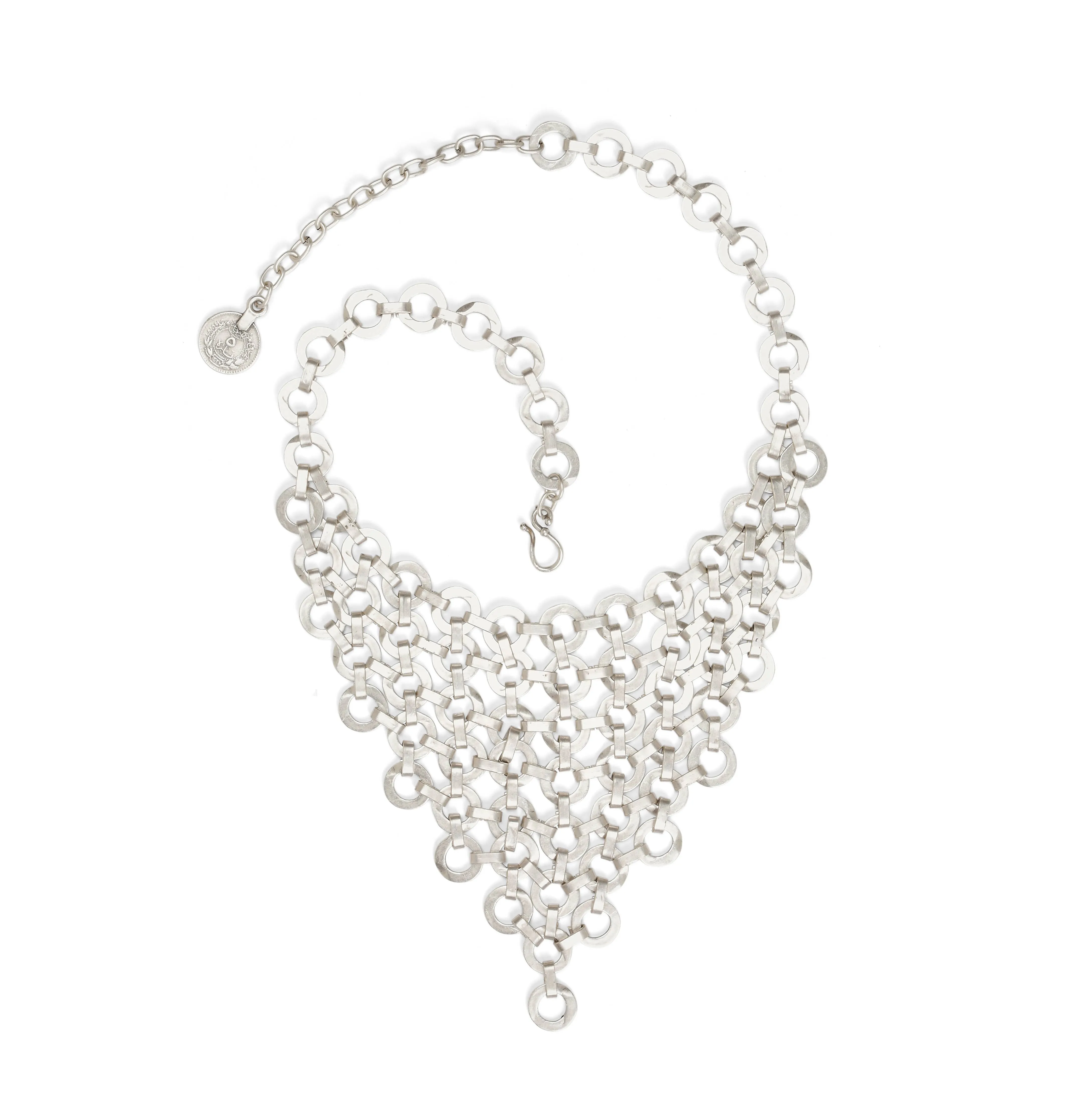 Handmade Circle V Shape Pewter Necklace