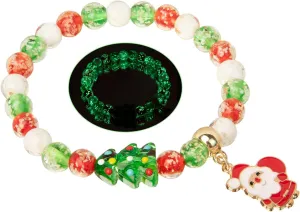Handmade Firefly Christmas Beaded Bracelets - Green Red Xmas Tree Glass Beads Bracelet for Women Teens as Christmas Decorations Xmas Party Gifts