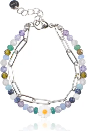 Handmade Gemstone Beaded Strand Bracelets for Women Adjustable Charm String Braided Boho Seed Beads Friendship Bracelets Fashion Jewelry Gift for Her
