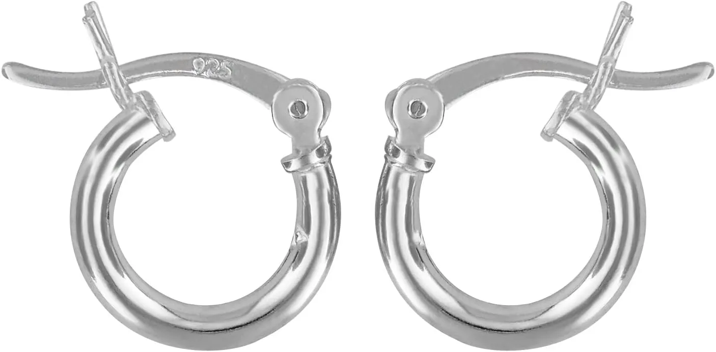 Hawaiian Silver Jewelry Hoop Earrings for Women  Premium 2 x 10mm Sterling Silver Earrings  Extra Small Hoop Earrings with Simple Elegant Design  Includes Jewelry Box and Pouch