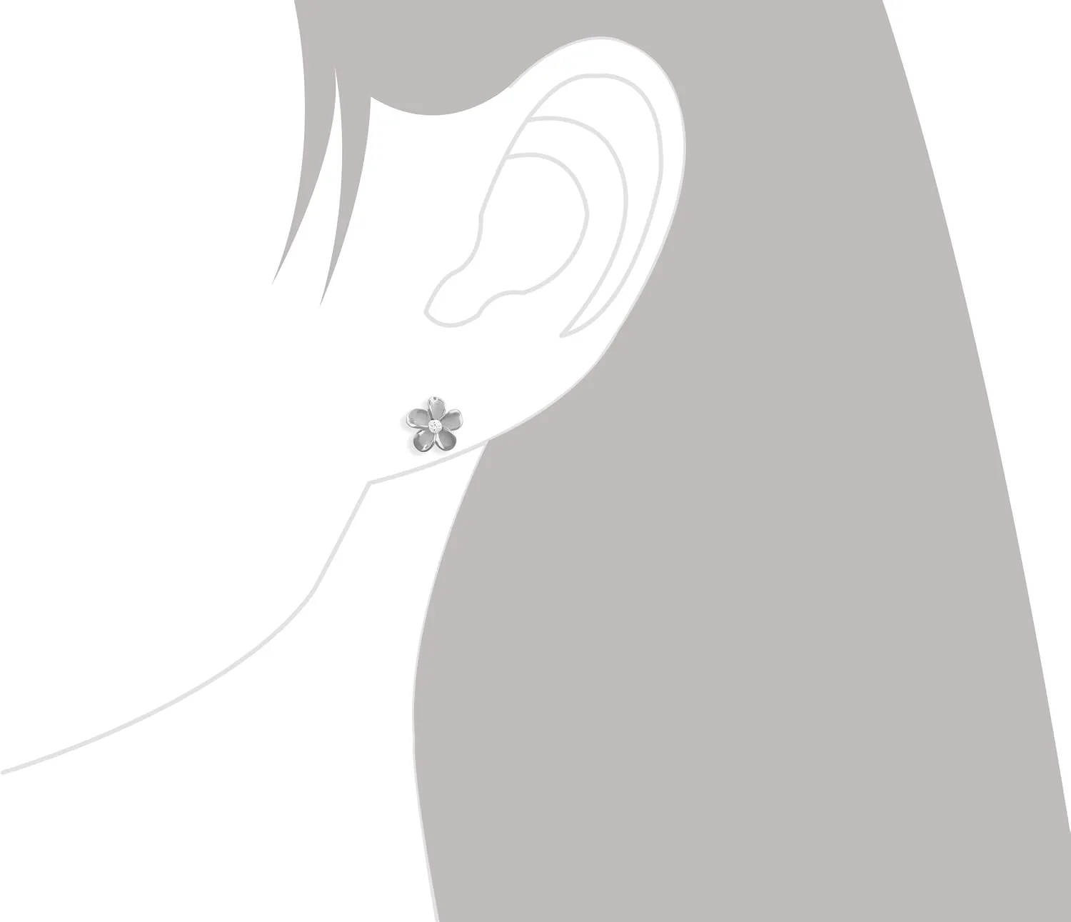 Hawaiian Silver Jewelry Plumeria Womens Stud Earrings  Hawaiian Flower Stud Earrings for Women  Sterling Silver Flower Earrings with CZ Stone  Sterling Silver Plumeria Earrings 7mm