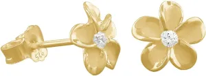 Hawaiian Silver Jewelry Plumeria Womens Stud Earrings  Hawaiian Flower Stud Earrings for Women  Sterling Silver Flower Earrings with CZ Stone  Sterling Silver Plumeria Earrings 7mm