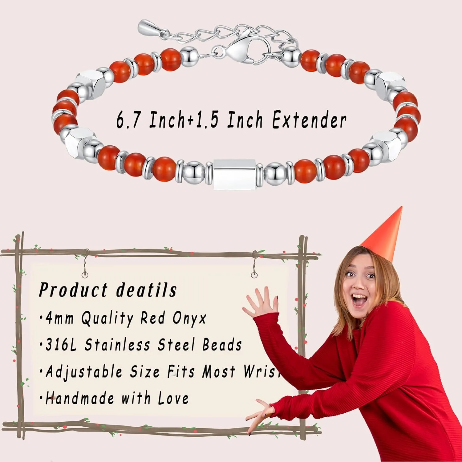 Healing Natural Stone Bracelets for Women, Unique Gift Ideas with Inspirational Card for Birthday Mother Day Graduation
