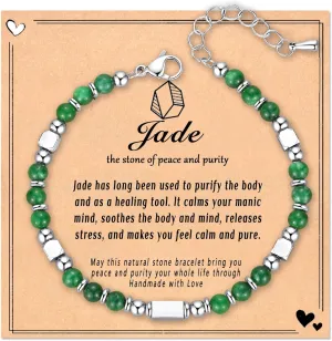 Healing Natural Stone Bracelets for Women, Unique Gift Ideas with Inspirational Card for Birthday Mother Day Graduation