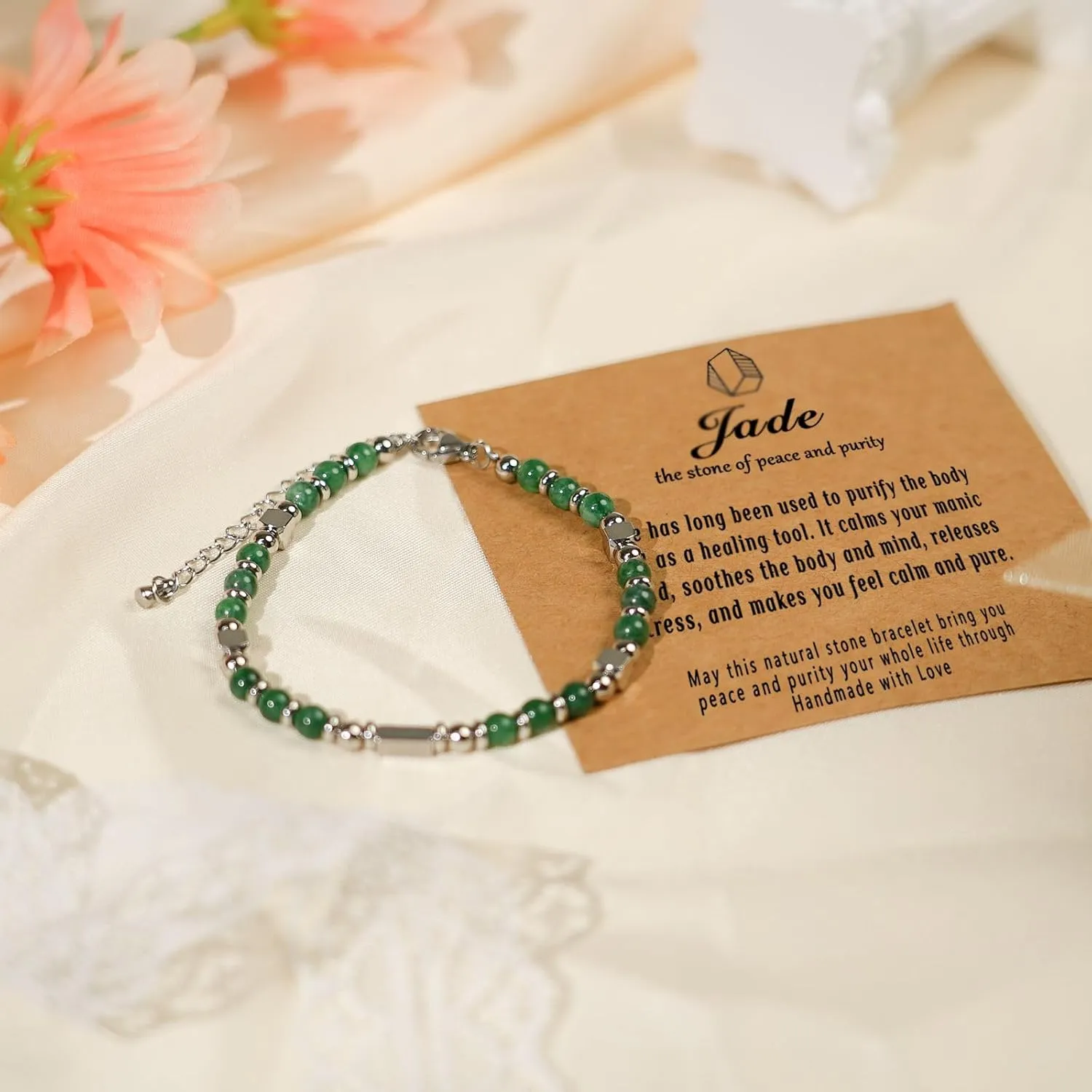 Healing Natural Stone Bracelets for Women, Unique Gift Ideas with Inspirational Card for Birthday Mother Day Graduation