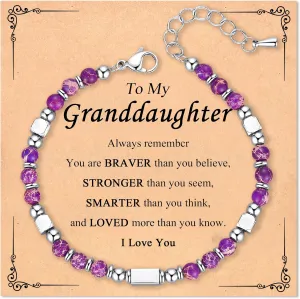 Healing Natural Stone Bracelets for Women, Unique Gift Ideas with Inspirational Card for Birthday Mother Day Graduation
