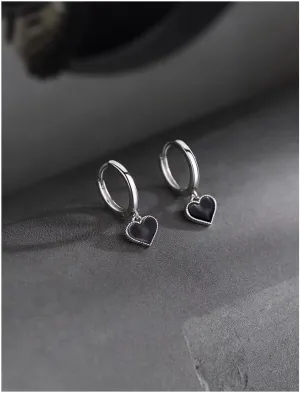 Heart Drop Earrings for Women Black Heart Earrings Simple and Elegant Stud Earrings