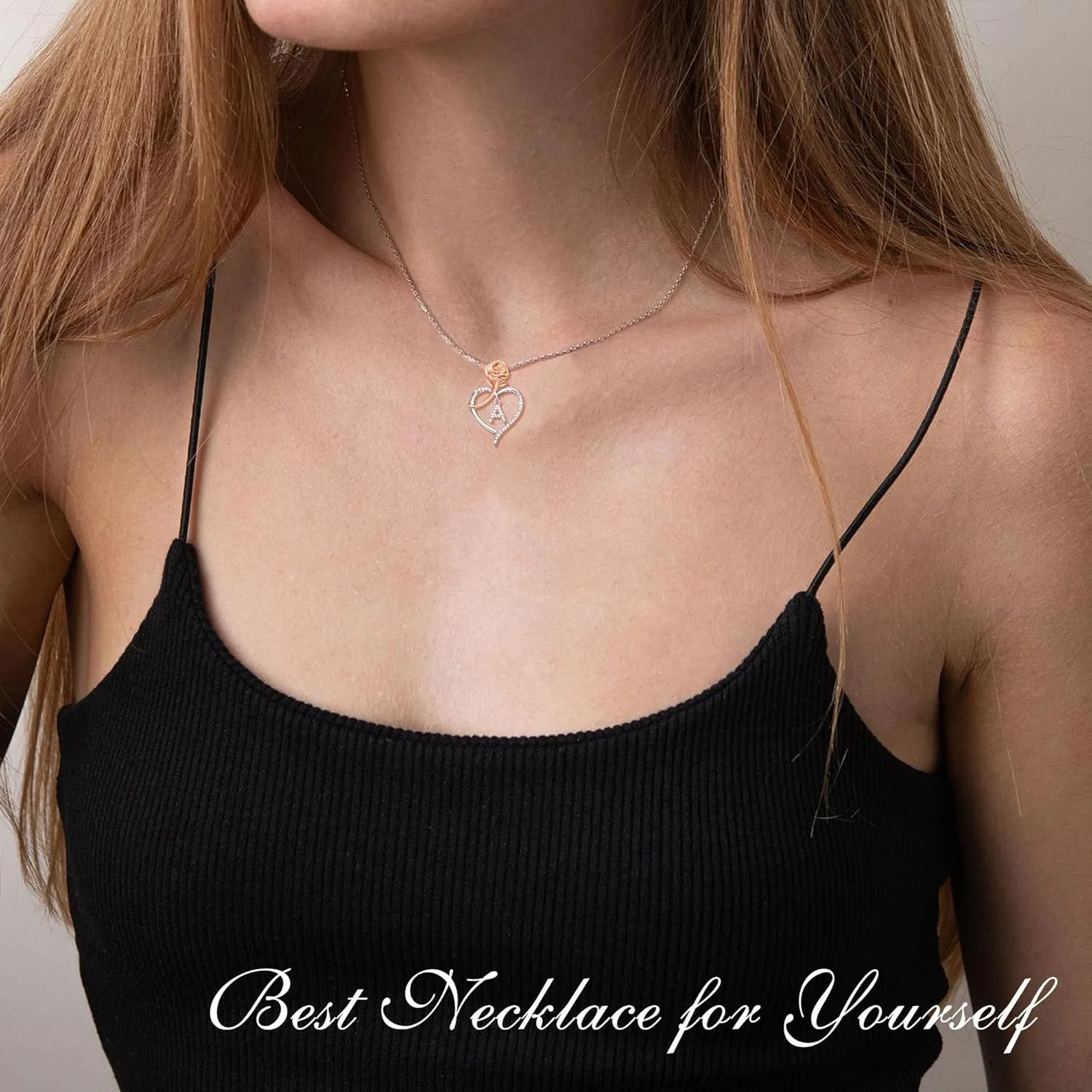 Heart Necklace for Women Teen Girl Gifts Rose A-Z Initial Necklaces To My Daughter Granddaughter Necklace Christmas Mothers Day Anniversary Birthday Gift Jewelry for Sister Mom Wife