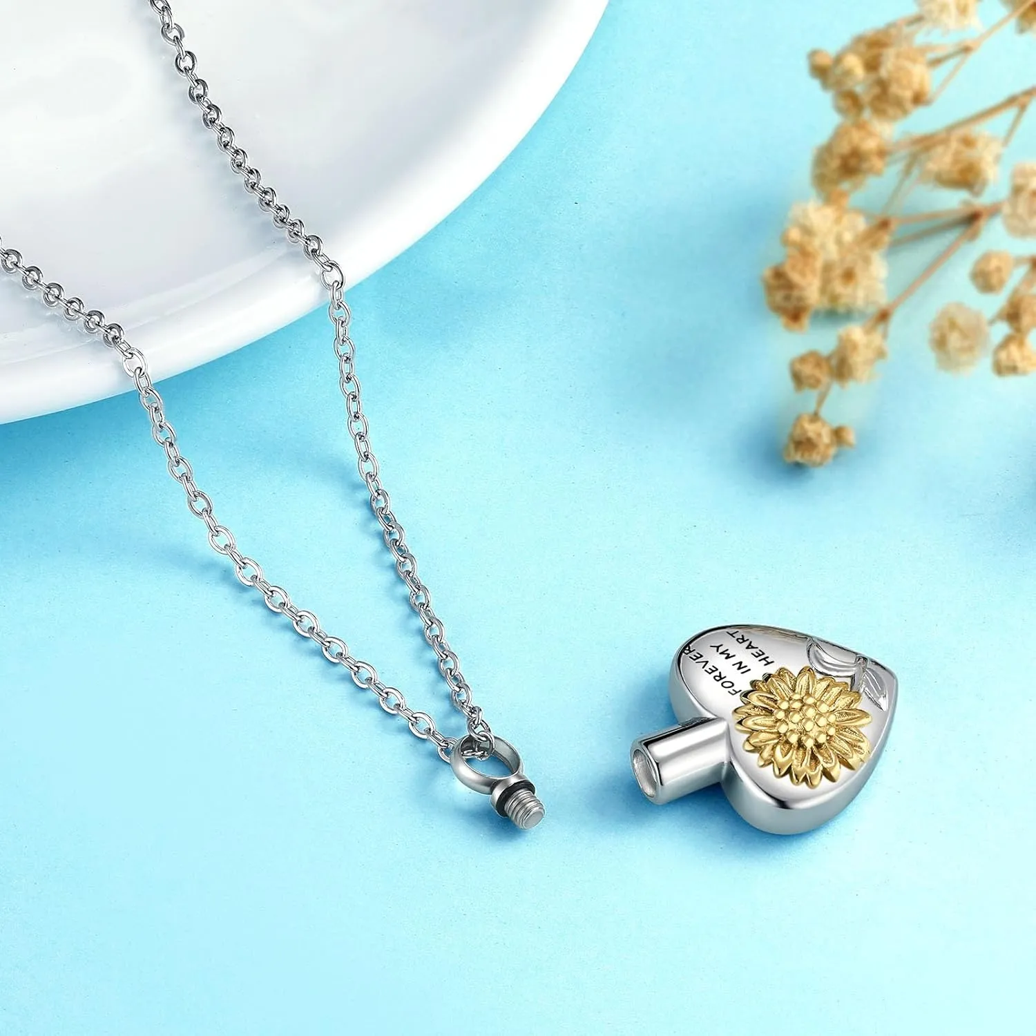 Heart Urn Necklaces for Ashes for Women Stainless Steel Cremation Jewelry for Ashes