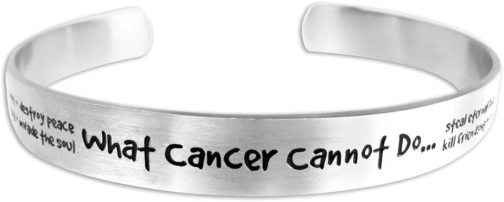 High Polished Stainless Steel Cancer Awareness Bracelet What Cancer Cannot Do Adjustable Bracelet