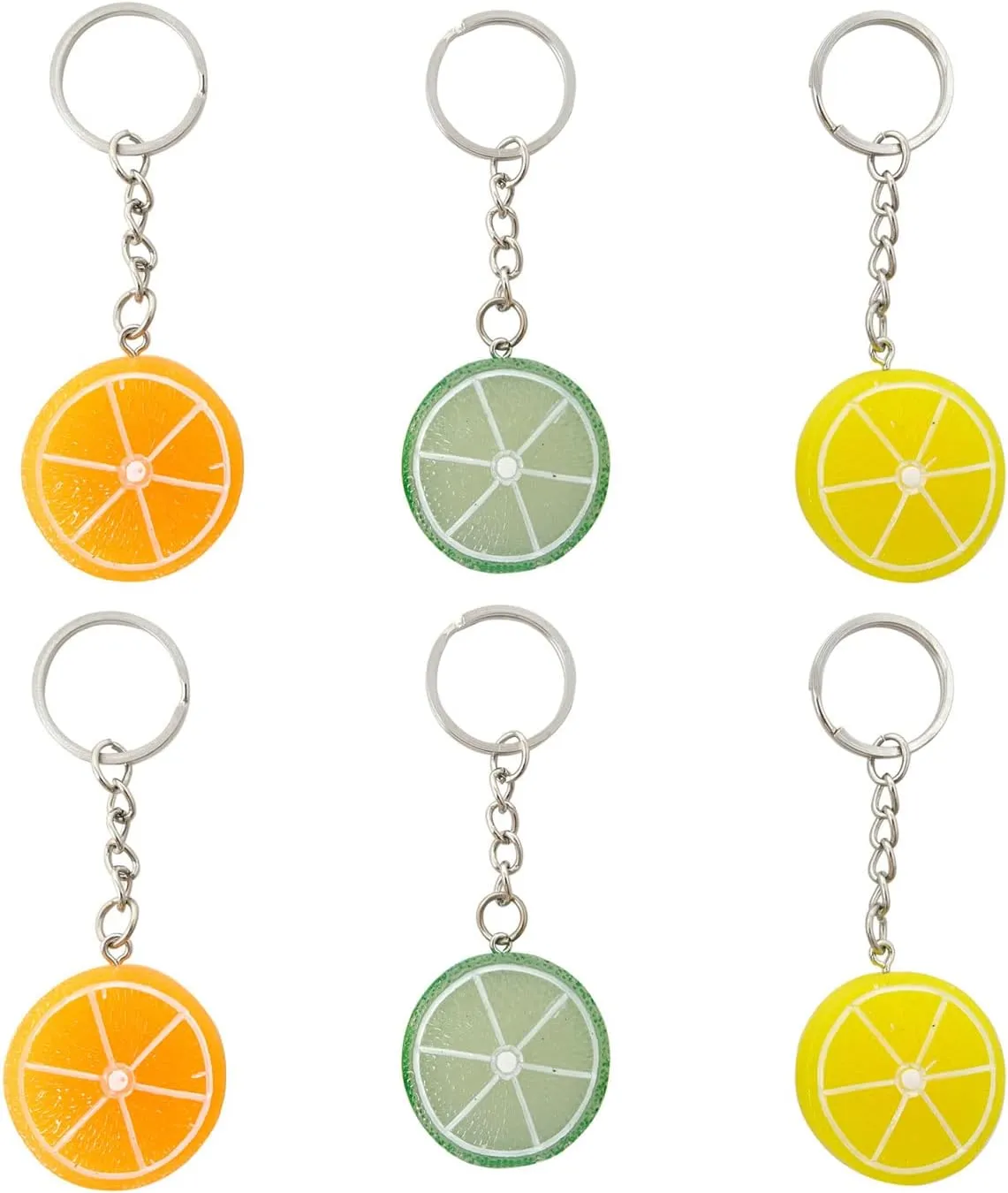 Honbay 12PCS Artificial Lemon Slice Keychain Plastic Fake Limes Slice Key Ring for Tote Bag Purse Backpack Cellphone Car Key Pendants Ornament (3 Color)