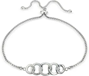 Hoops & Loops Sterling Silver Intertwining Circles Polished Adjustable Bracelet