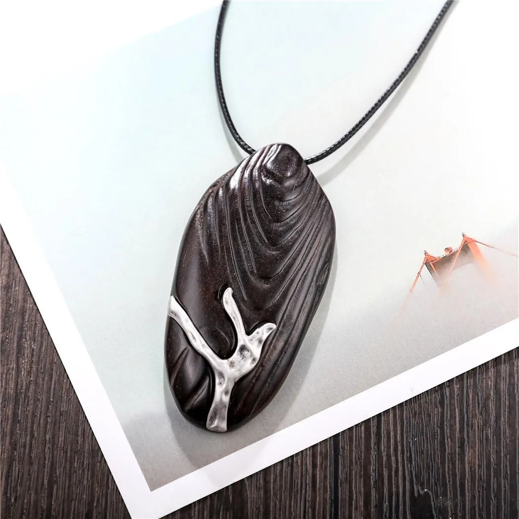 Hotsale Handmade Women Long Necklaces Jewelry Black Sandalwood Vintage Statement Necklace for Women