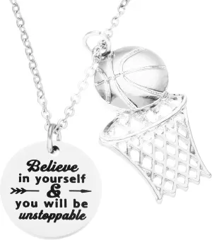 HUTIMY Basketball Necklace for Women Teen Basketball Team Themed Jewelry Stuff Basketball Necklaces