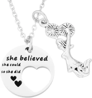 HUTIMY Cheer Necklace for Cheerleader Charm Teens Present Inspirational Cheer Necklaces for Cheerleader