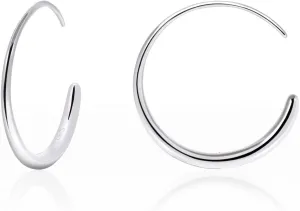Hypoallergenic Circle Hoop Earrings for Women, Gold & Silver Pull Through Hoop Earrings, Lightweight Chic Minimalist Round Dangle Jewelry, Threader Design for Sensitive Ears