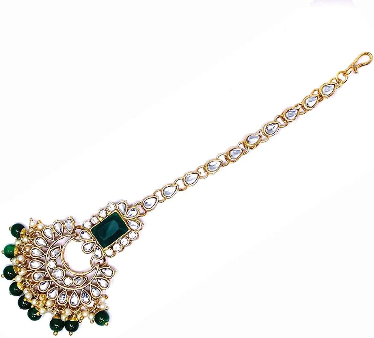I Jewels Elegant Indian Wedding Faux Bollywood Pearl Kundan Studded Bridal Necklace Set