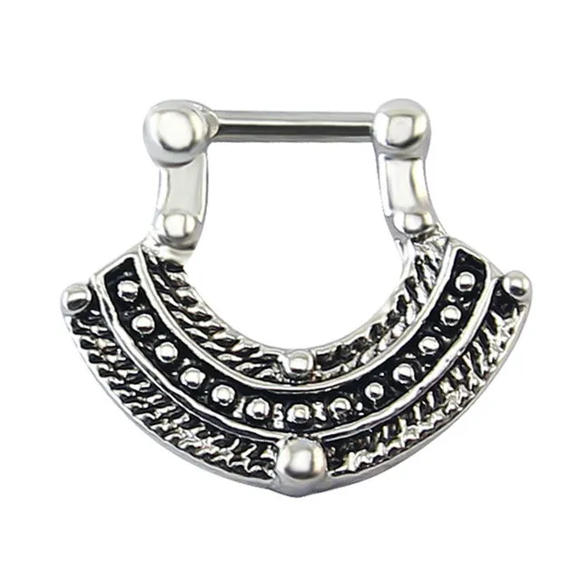 Indian Nose Piercing Septum Clicker Real Clip Rings Piercing Jewelry Septum Tribal Hoop Nose Ring Body Piercing Septo indiano