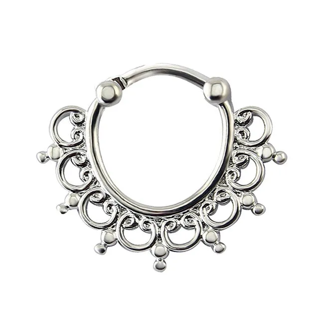 Indian Nose Piercing Septum Clicker Real Clip Rings Piercing Jewelry Septum Tribal Hoop Nose Ring Body Piercing Septo indiano