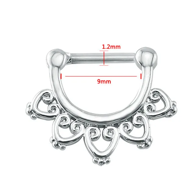 Indian Nose Piercing Septum Clicker Real Clip Rings Piercing Jewelry Septum Tribal Hoop Nose Ring Body Piercing Septo indiano