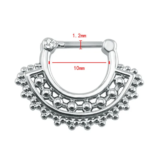 Indian Nose Piercing Septum Clicker Real Clip Rings Piercing Jewelry Septum Tribal Hoop Nose Ring Body Piercing Septo indiano