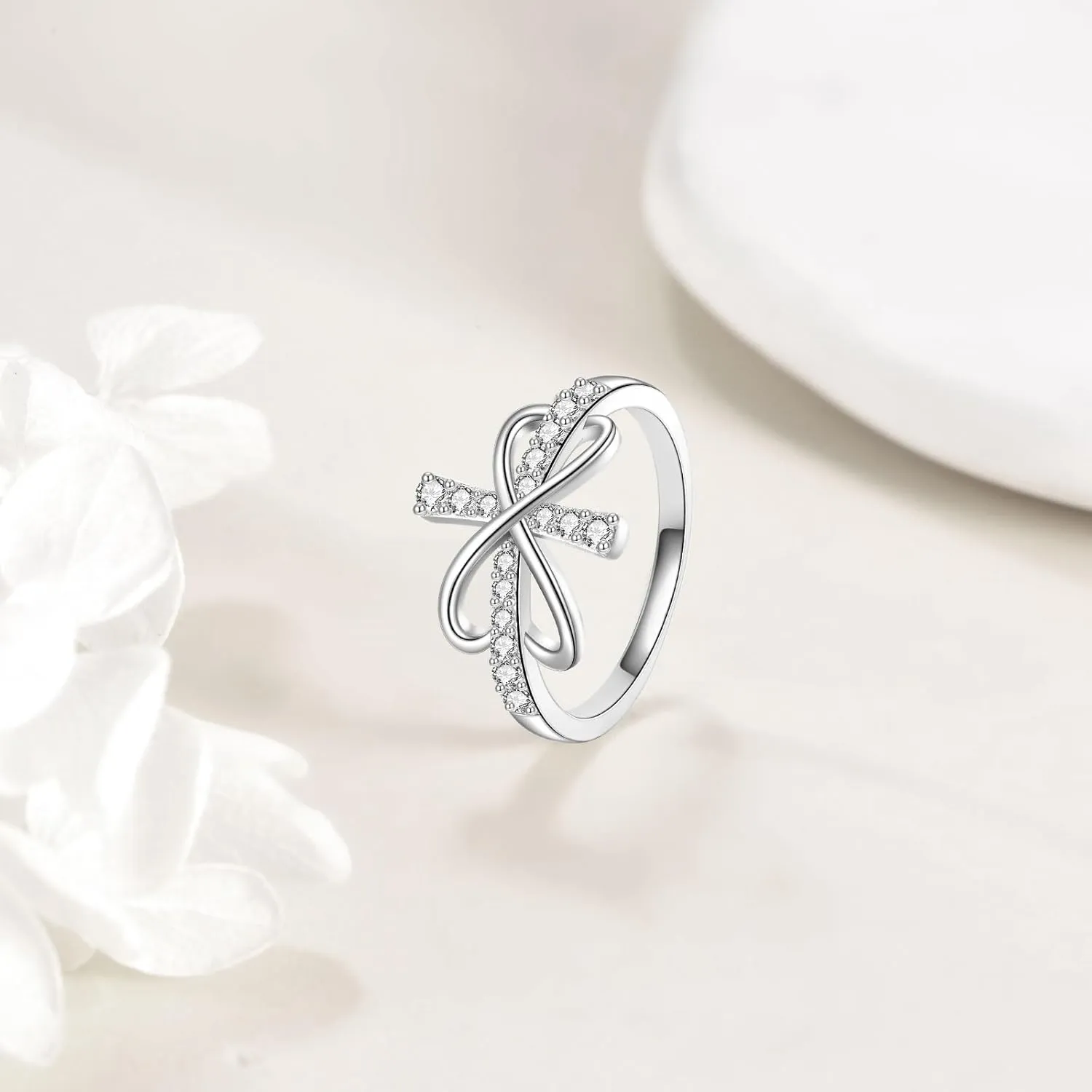 Infinity Ring 925 Sterling Silver Ring Stackable Rings Wedding Band Rings for Women