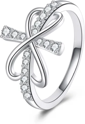 Infinity Ring 925 Sterling Silver Ring Stackable Rings Wedding Band Rings for Women