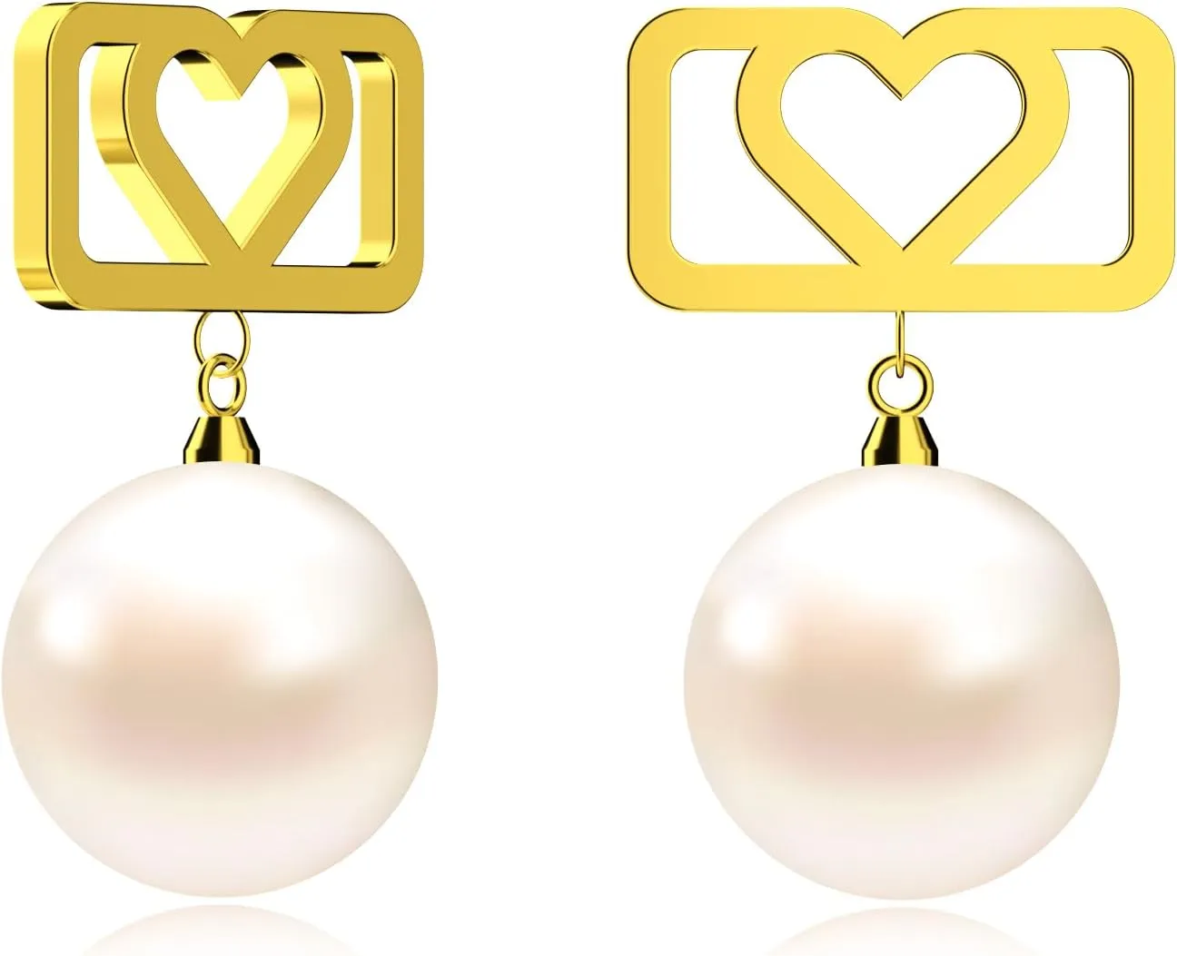 Initial 18K Gold Pearl Stud Earrings - Hypoallergenic Love Shape Earrings for Women - Elegant Gift for Women