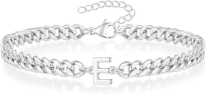Initial Bracelet for Men - Gold Silver Cuban Link Chain Adjustable Initial Bracelet for Mens Jewelry, Unique Gifts for Men Husband Dad Father