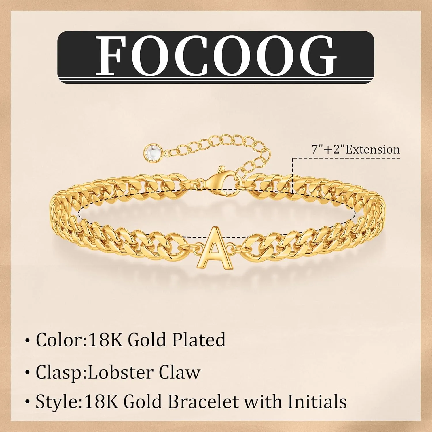 Initial Bracelet for Men - Gold Silver Cuban Link Chain Adjustable Initial Bracelet for Mens Jewelry, Unique Gifts for Men Husband Dad Father