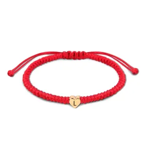 Initial Bracelet Gold Heart Love Charm Initial Bracelet Red Initial L Letter Bracelets Handmade Adjustable Rope Bracelets for Girls Boy Mom Birthday Gifts (L)