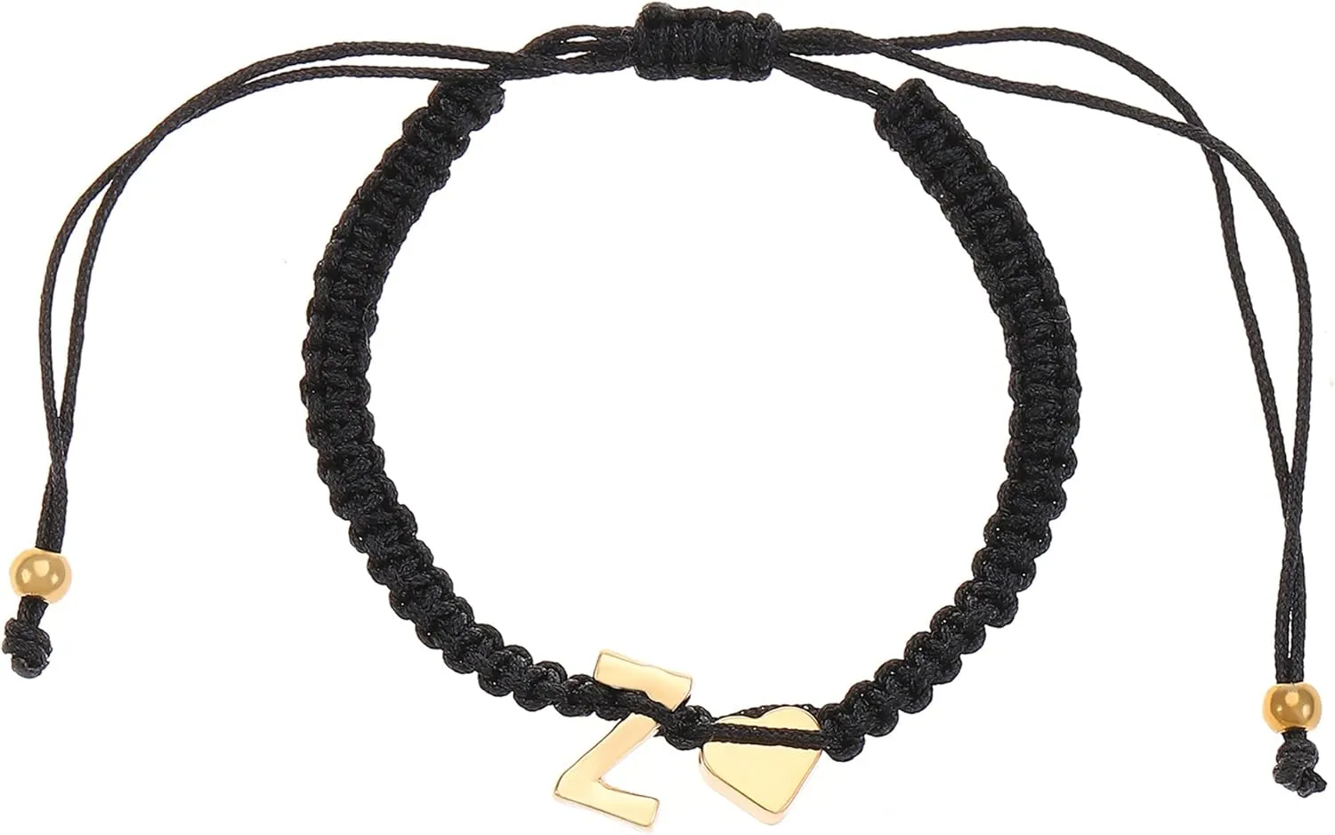 Initial Bracelets for Women Gold Heart Friendship Bracelets Adjustable Handmade Cord Braided Initial Bracelet A-Z Braided Bracelet for Women