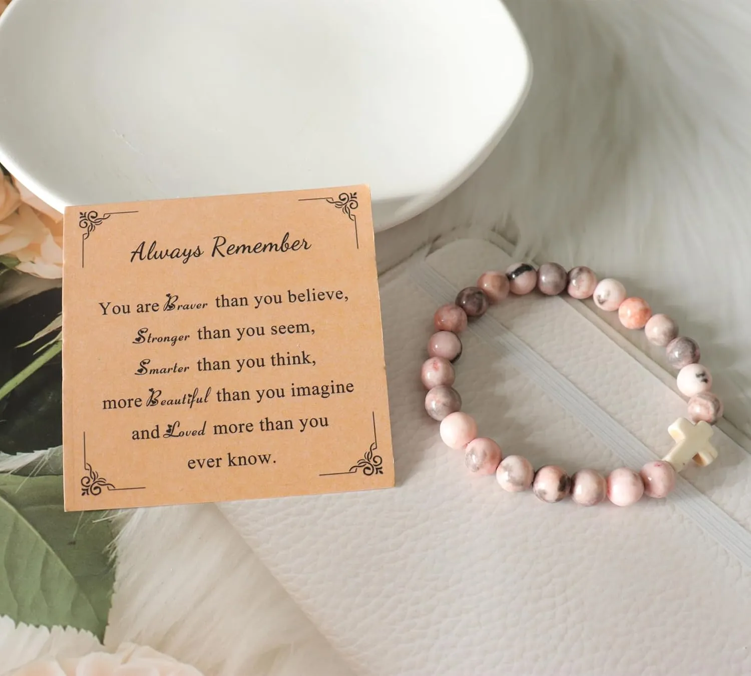Inspirational Birthday Gifts for Women Unique Christmas Gift Ideal Jewelry Natural Stone Bracelets for Best Friend Sister Niece Mom Aunt Daughter Granddaughter