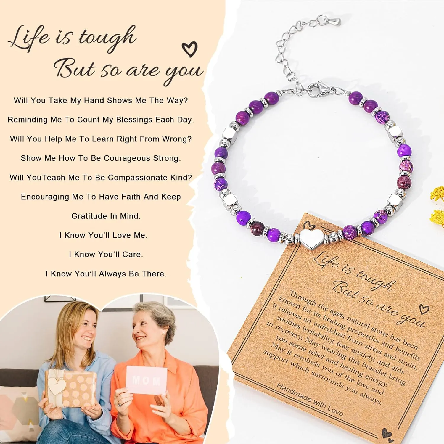 Inspirational Gifts Bracelets for Women Unique Birthday Gifts Healing Beaded Bracelets Small Gifts Get Well Soon Gifts for Women Best Friends Coworker Mothers Day Mom Daughter Wife on Easter