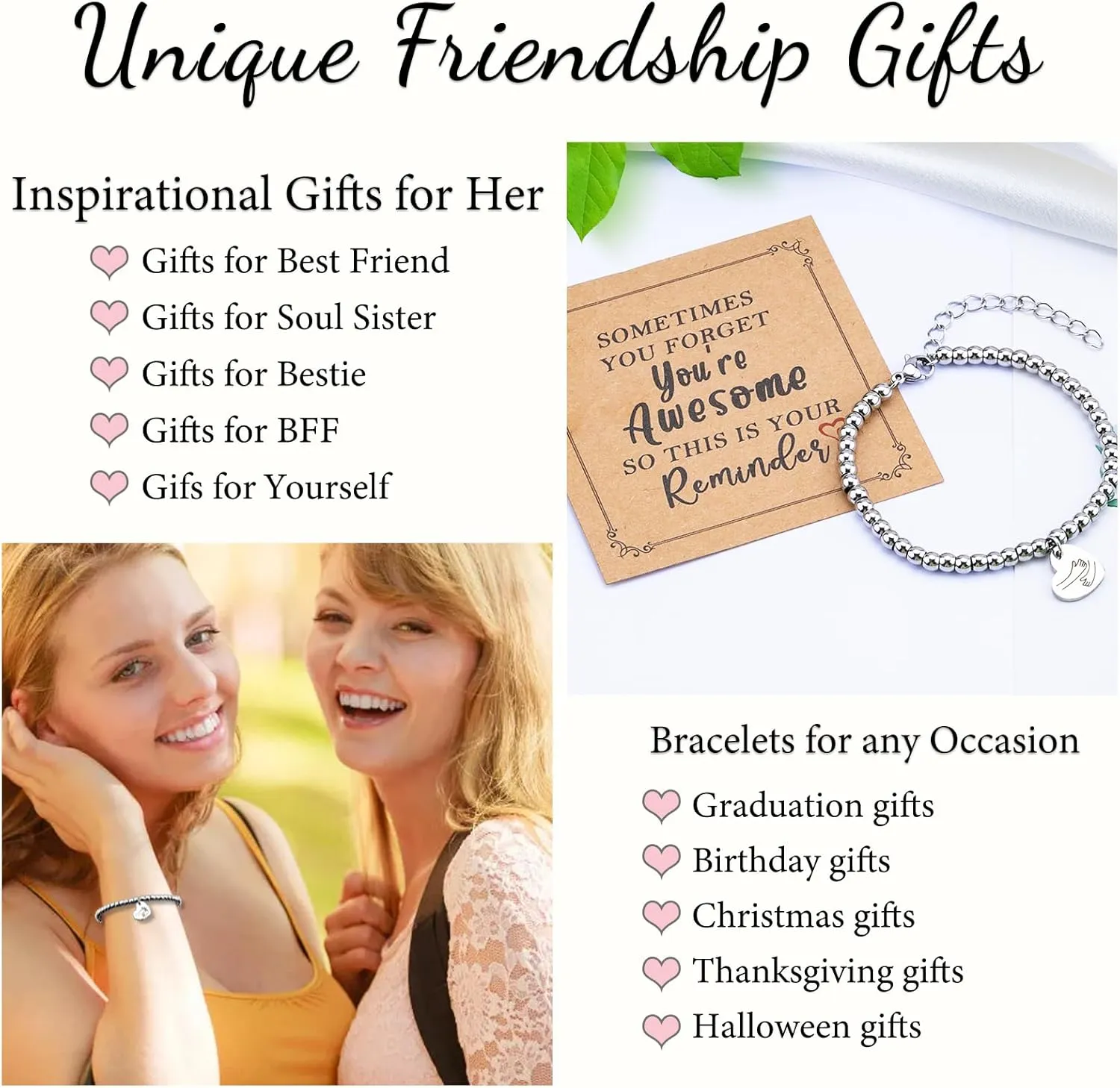 Inspirational Gifts for Women, Sending You a Big Hug Encouragement Bracelets for Female Best Friend Unique Get Well Feel Better Healing Friendship Jewelry Gifts for Best Friends BFF