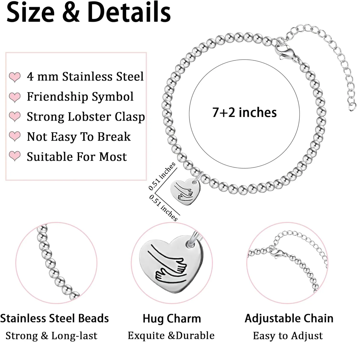 Inspirational Gifts for Women, Sending You a Big Hug Encouragement Bracelets for Female Best Friend Unique Get Well Feel Better Healing Friendship Jewelry Gifts for Best Friends BFF
