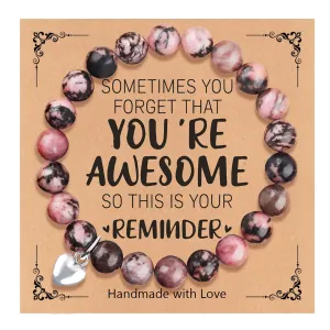 Inspirational Gifts for Women/Girls Natural Stone Bracelet, Sometimes You Forget You're Awesome, Mothers Day Gifts Unique Birthday Gifts for Women