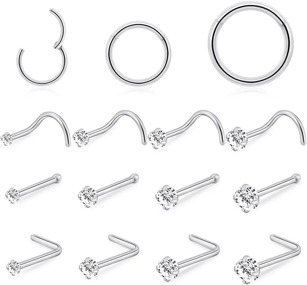 intera Hypoallergenic 20G 18G Nose Rings Stud for Women Men Surgical Steel Nose Piercing Jewelry Gold Silver Rose Gold Nose Earrings