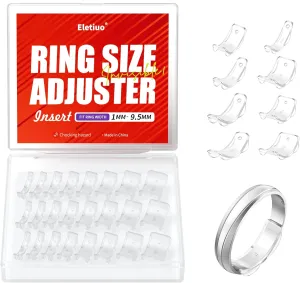 Invisible Ring Size Adjusters Set for Loose Rings,24 Pack-8 Sizes,Ring Size Reducer Spacer Ring Resizer Tightener Ring Guard with Organizer,Assorted Sizes for Any Rings