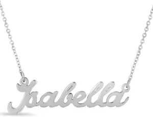 Isabella Name Necklace In Silver Tone On 18 Inch Chain, Custom Name Plate Pendant for Women Personalized Name Necklace in 18 Inch Chain.