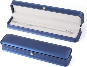 iSuperb Set of 2 Long Chain Necklace Box Bracelet Boxes PU Leather Jewelry Display Gift Storage Box Pendant Case for Wedding Anniversary Engagement