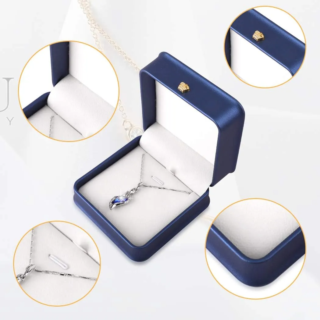 iSuperb Set of 2 Necklace Pendant Box Chain Bracelet Gift Box PU Leather Jewelry Display Storage Case for Wedding Christmas Engagement Proposal