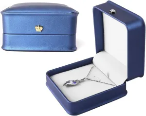 iSuperb Set of 2 Necklace Pendant Box Chain Bracelet Gift Box PU Leather Jewelry Display Storage Case for Wedding Christmas Engagement Proposal