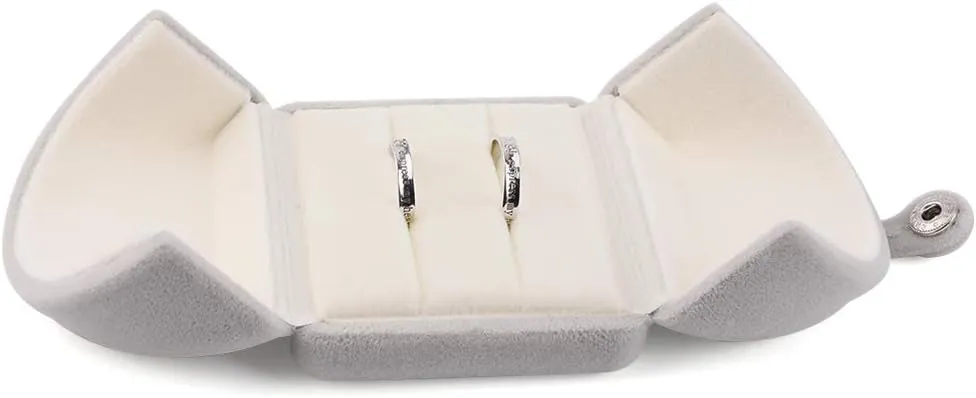 iSuperb Velvet Double Ring Box Proposal Engagement Couple Ring Boxes Premium Jewelry Gift Box Double Open Ring Box for Wedding Ceremony Anniversary