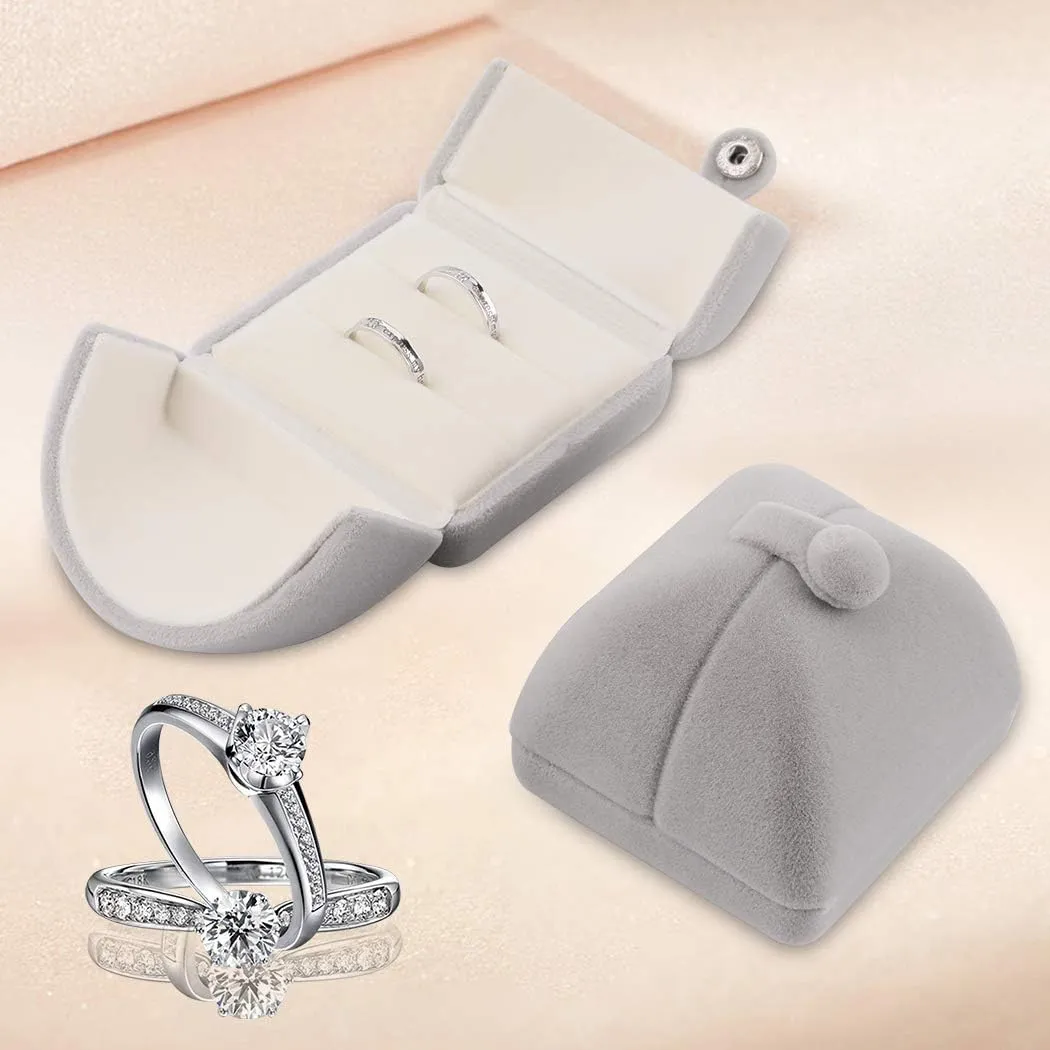 iSuperb Velvet Double Ring Box Proposal Engagement Couple Ring Boxes Premium Jewelry Gift Box Double Open Ring Box for Wedding Ceremony Anniversary