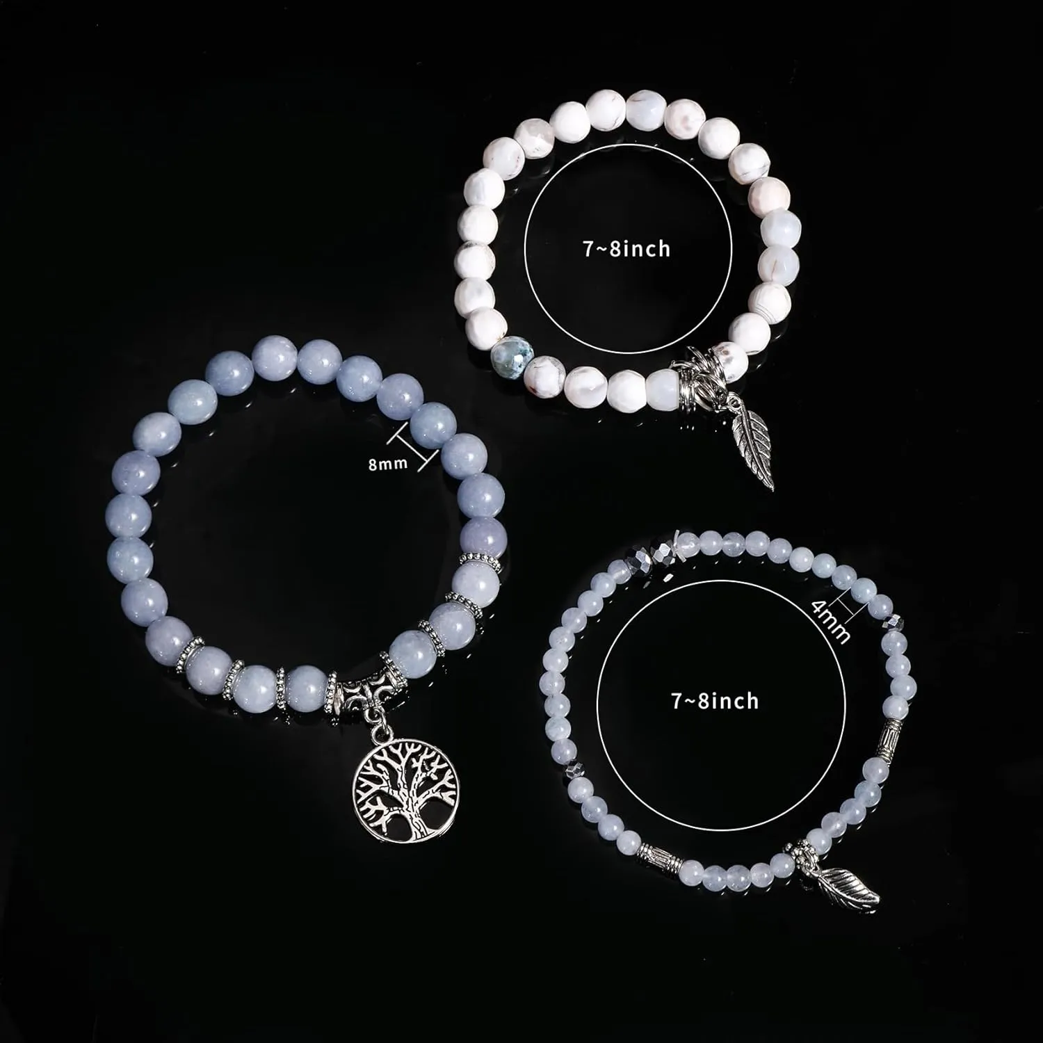 Jardme Beaded Bracelets for Women, Healing Stone Crystal Bracelets Tree of Life Bracelet Yoga Stretch Chakra Bracelet Set Jewelry Gifts