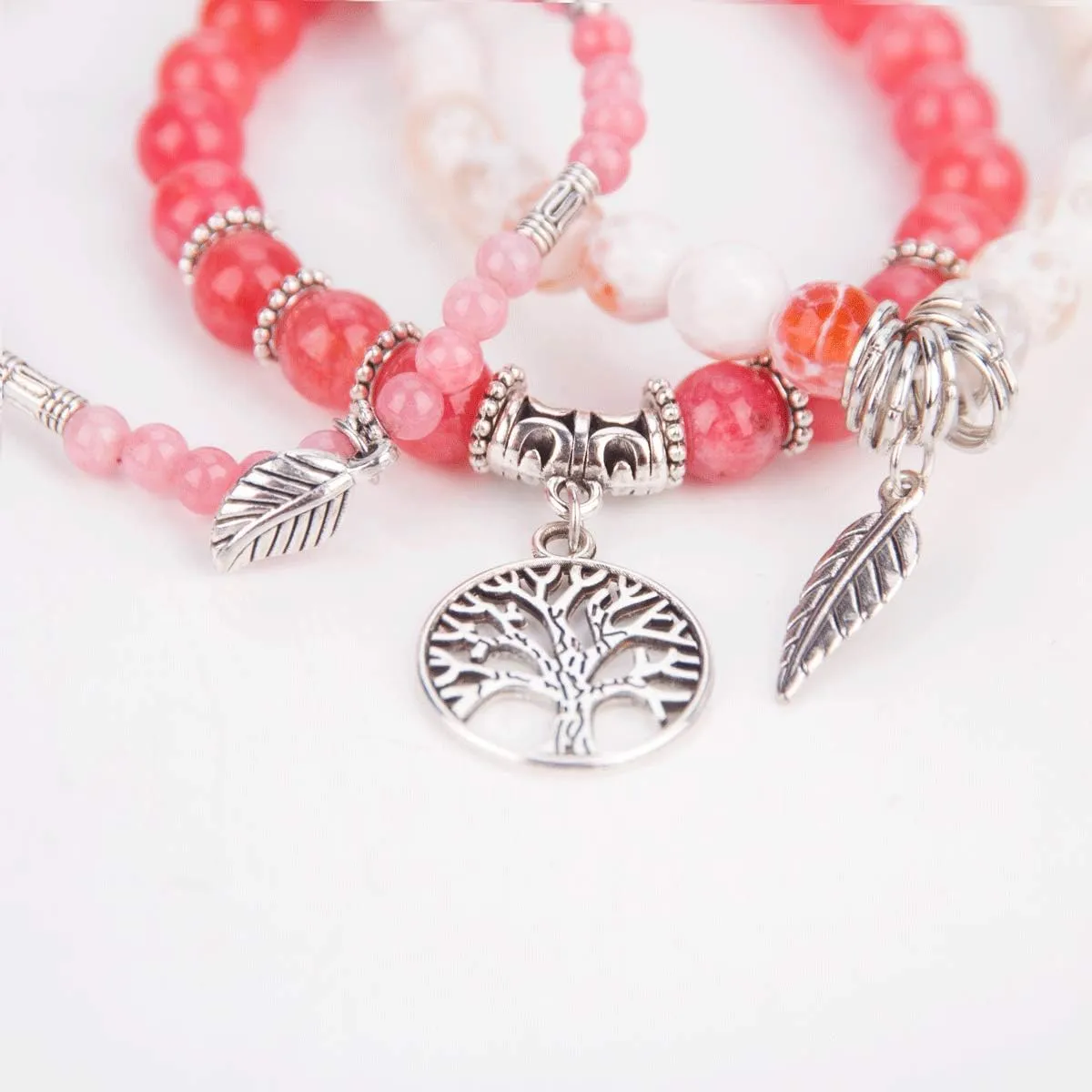 Jardme Beaded Bracelets for Women, Healing Stone Crystal Bracelets Tree of Life Bracelet Yoga Stretch Chakra Bracelet Set Jewelry Gifts