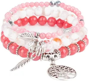 Jardme Beaded Bracelets for Women, Healing Stone Crystal Bracelets Tree of Life Bracelet Yoga Stretch Chakra Bracelet Set Jewelry Gifts
