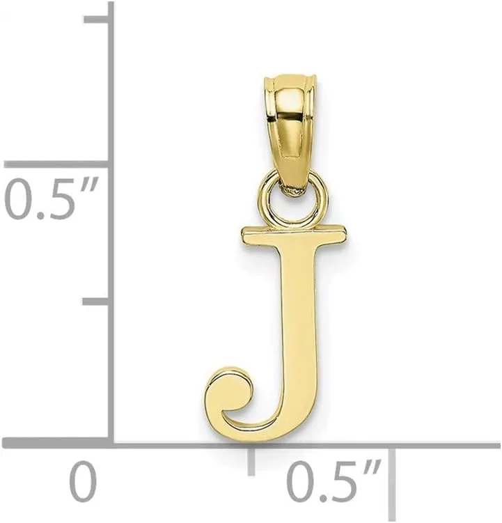 Jewelry Affairs Solid 14K Gold Polished Block Initial Letter Pendant, 12x10mm