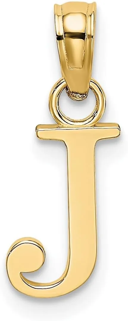 Jewelry Affairs Solid 14K Gold Polished Block Initial Letter Pendant, 12x10mm